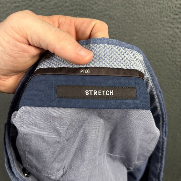 PT01 Pants Mens 36x30 Blue Easy Fit Stretch Wool Blend 5 Pocket Performance - Picture 6 of 14